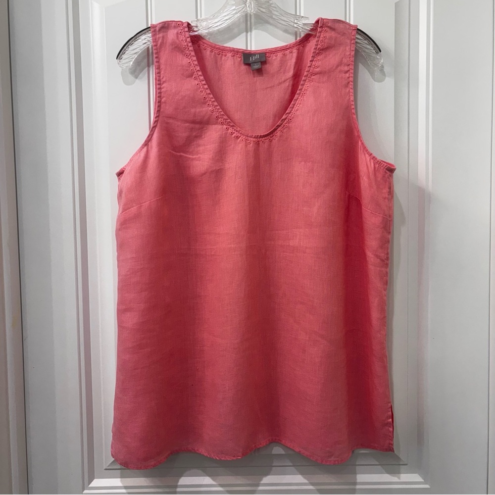 J. Jill Women's Linen Pink/Coral Sleeveless Top Size L